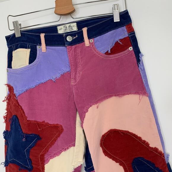 Free People Groovy Supernova Cord Wide Leg Purple Disco Jeans Size 26 - Picture 6 of 16
